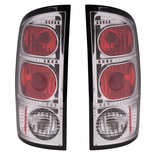TRQ® - Driver and Passenger Side Chrome/Red Euro Tail Lights