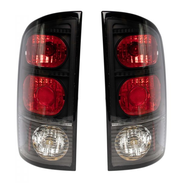 TRQ® - Driver and Passenger Side Black/Red Euro Tail Lights, Dodge Ram