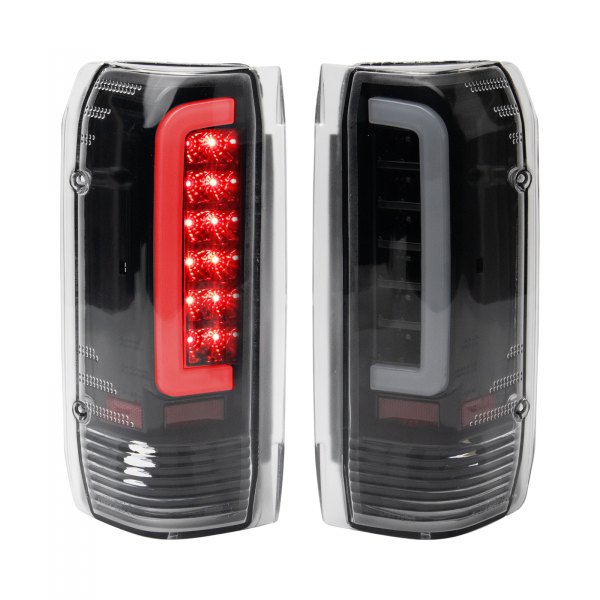 TRQ® - Driver and Passenger Side Black Fiber Optic LED Tail Lights, Ford Bronco