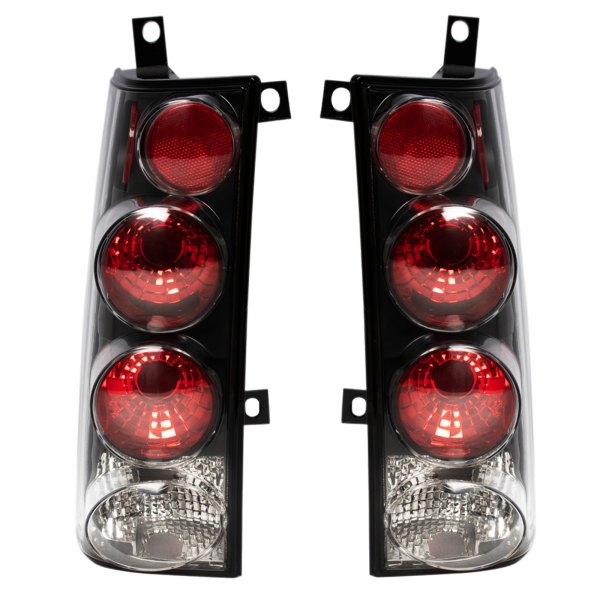 TRQ® - Driver and Passenger Side Black/Red Euro Tail Lights