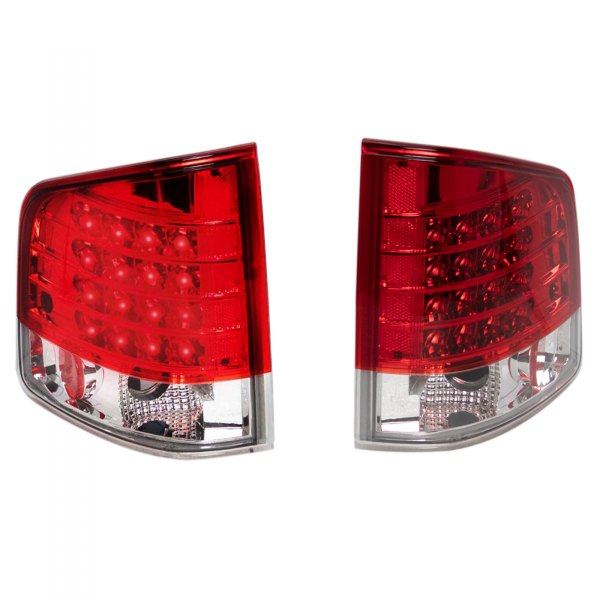 TRQ® - Driver and Passenger Side Chrome/Red LED Tail Lights