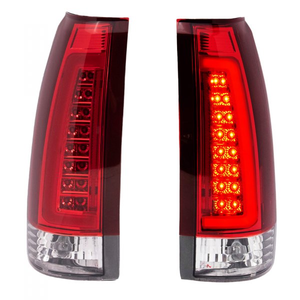 TRQ® - Driver and Passenger Side Red Fiber Optic LED Tail Lights