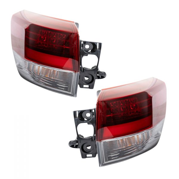 TRQ® - Driver and Passenger Side Outer Factory Style Fiber Optic LED Tail Lights, Toyota Highlander