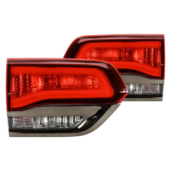 TRQ® - Driver and Passenger Side Inner Factory Style Fiber Optic LED Tail Lights, Jeep Grand Cherokee