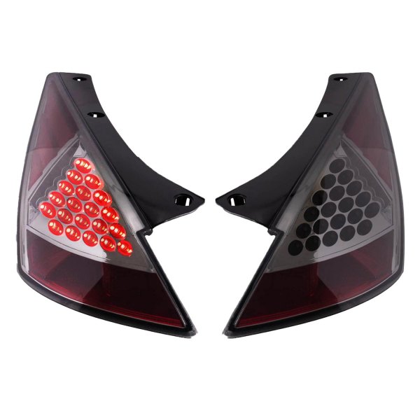 TRQ® - Driver and Passenger Side Upper Chrome Red/Smoke LED Tail Lights