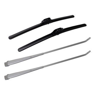 TRQ® - Driver and Passenger Side Windshield Wiper Arm and Blade Kit