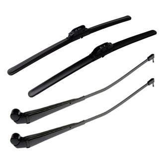 TRQ® - Driver and Passenger Side Windshield Wiper Arm and Blade Kit