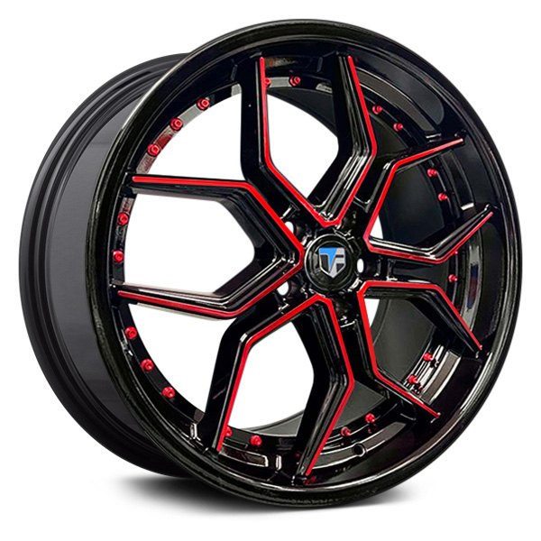 TRUFORM® - TF107 Gloss Black with Red Machined Face and Rivets