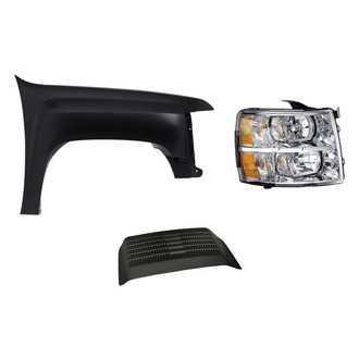 TruParts® - 3-Piece Kit (Passenger Side Headlight, Passenger Side Hood Scoop Grille, Front Passenger Side Fender) (Standard Line)