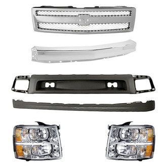TruParts® - 6-Piece Kit (Driver and Passenger Side Headlights, Front Bumper Air Deflector, Front Bumper Deflector Extension, Front Bumper Face Bar, Grille) (Standard Line)