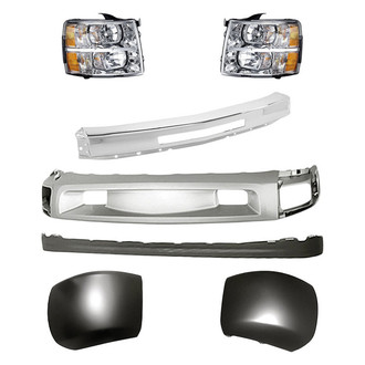 TruParts® - 7-Piece Kit (Driver and Passenger Side Headlights, Front Bumper Deflector, Front Bumper Deflector Extension, Front Bumper Face Bar, Front Driver and Passenger Side Bumper Ends) (Standard Line)
