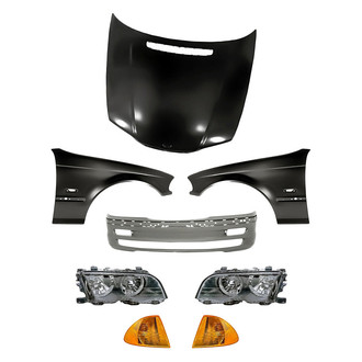 TruParts® - 8-Piece Kit (Driver and Passenger Side Headlights, Front Bumper Cover, Driver and Passenger Side Fenders, Driver and Passenger Side Turn Signal/Corner Lights, Hood Panel) (Standard Line)