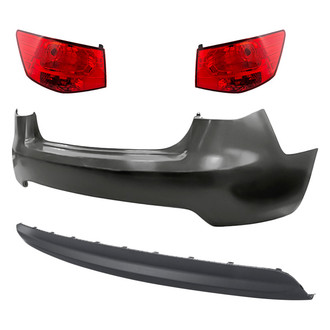 TruParts® - Driver and Passenger Side Replacement 4-Piece Kit (Driver and Passenger Side Outer Tail Lights, Rear Bumper Cover, Rear Lower Bumper Cover) (Standard Line)