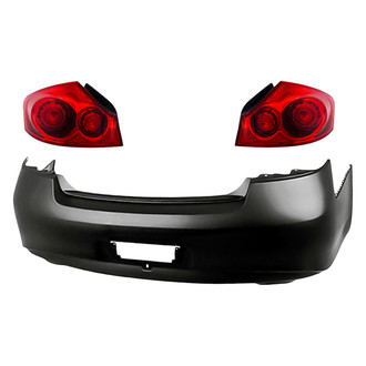 TruParts® - Driver and Passenger Side Replacement 3-Piece Kit (Driver and Passenger Side Outer Tail Lights, Rear Bumper Cover) (Standard Line)