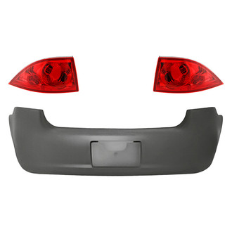 TruParts® - Driver and Passenger Side Replacement 3-Piece Kit (Driver and Passenger Side Outer Tail Lights, Rear Bumper Cover) (Standard Line)