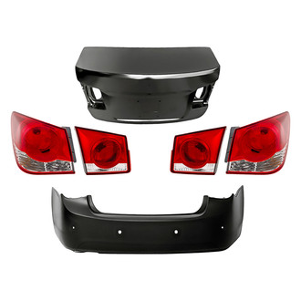 TruParts® - Driver and Passenger Side Replacement 6-Piece Kit (Driver and Passenger Side Inner Tail Lights, Driver and Passenger Side Outer Tail Lights, Rear Bumper Cover, Trunk Lid) (Standard Line)