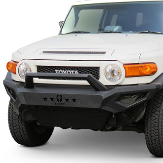 Tyger® - Fury Full Width Black Powder Coated Front HD Bumper with Hoop