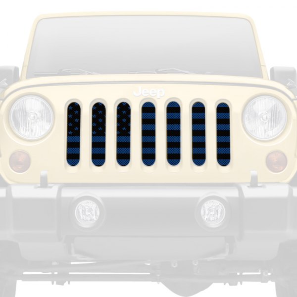 Under The Sun Inserts® - 1-Pc American Flags Series Black/Blue Style Perforated Main Grille