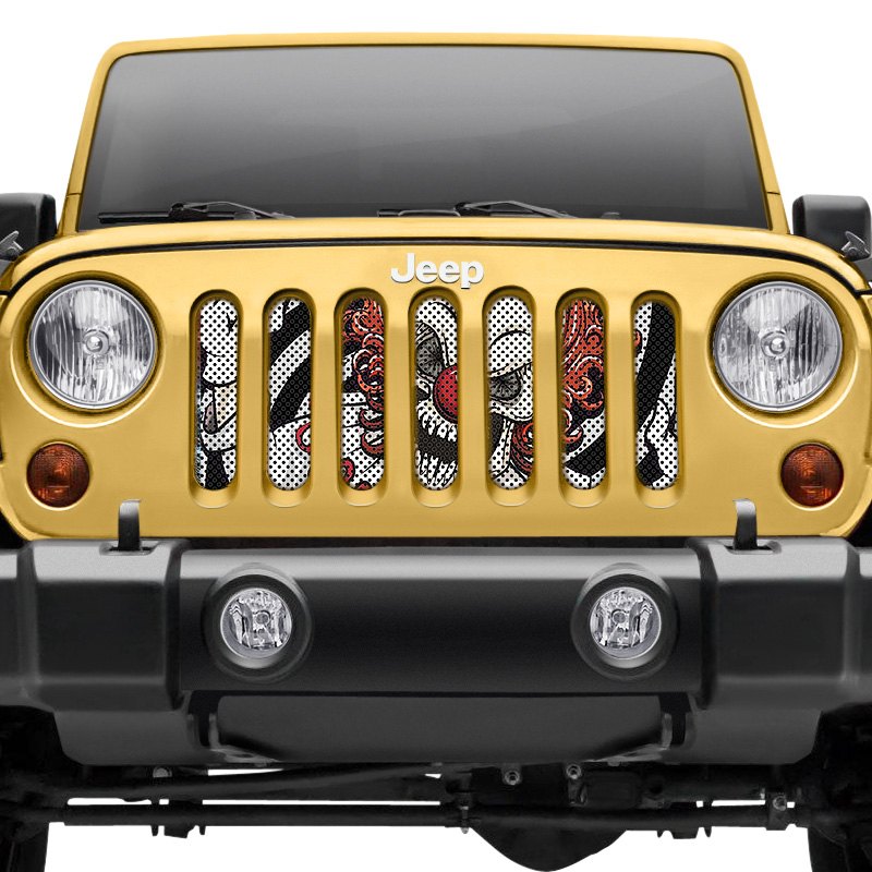 Under The Sun Inserts® - Jeep Wrangler 2015 1-Pc Skulls Series Perforated  Main Grille