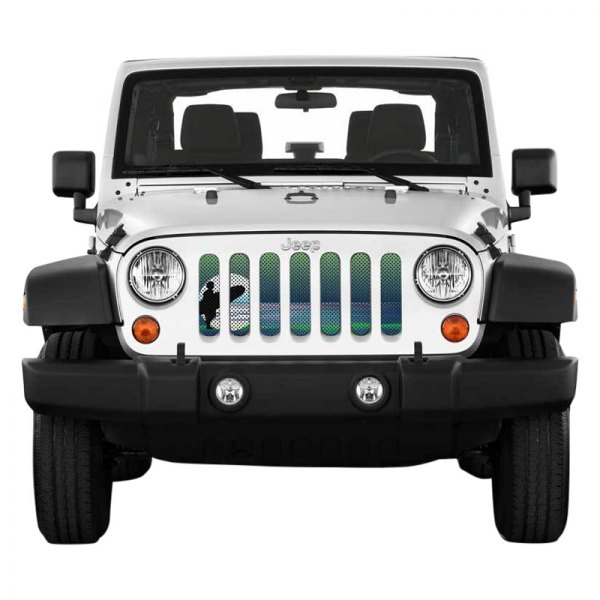 Under The Sun Inserts® - 1-Pc Sea Series Endless Summer Blue Green Male Surfer Style Perforated Main Grille
