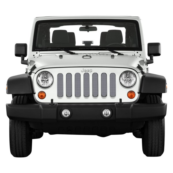 Under The Sun Inserts® - 1-Pc Solid Color Series Bright Silver Metallic Style Perforated Main Grille