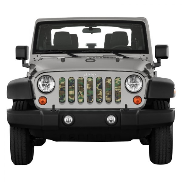 Under The Sun Inserts® - 1-Pc Military Themed Series Woodland Camo Style Perforated Main Grille