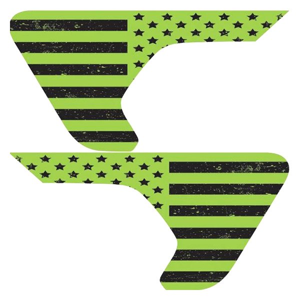 Under the Sun Inserts® - American Flag Distressed Lime Green Side Vent Decals