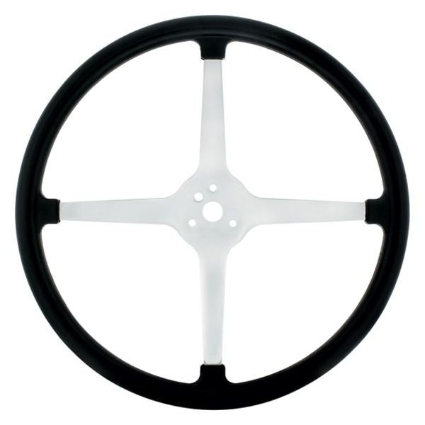 United Pacific® - Track Style Black Steering Wheel with Rubber Grip
