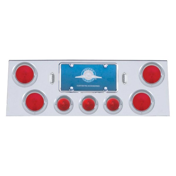 United Pacific® - Rear Center Panel with Four 4" Lights and Three 2.5" Beehive Lights and Visors