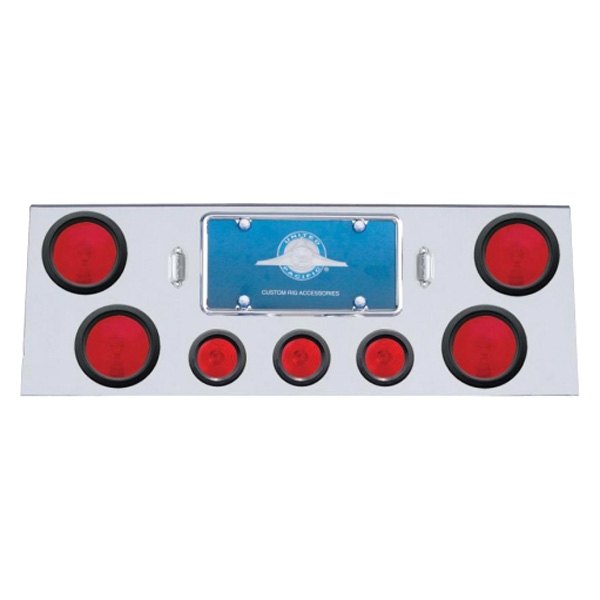 United Pacific® - Rear Center Panel with Four 4" Lights and Three 2.5" Flat Lights and Grommets