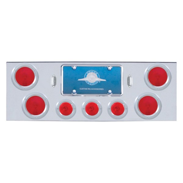 United Pacific® - Rear Center Panel with Four 4" and Three 2.5" Lights and Bezels