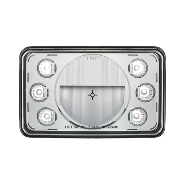 United Pacific® - 4x6" Rectangular Chrome LED Crystal Headlight With Parking Light