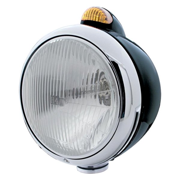 United Pacific® - 7" Round Chrome "Guide" 682-C Style Euro Headlight With Dual Function LED Turn Signal Light