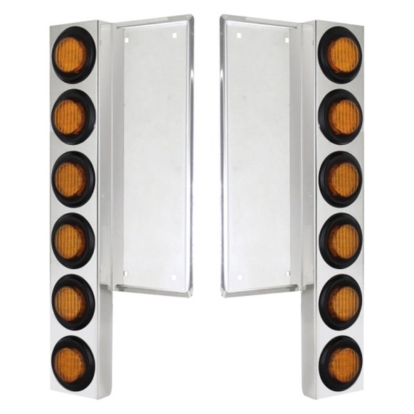 United Pacific® - Front Air Cleaner Chrome/Amber LED Parking Lights with 12 x 9 LED 2" Lights