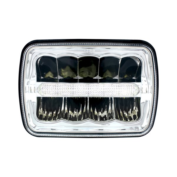 United Pacific® - 7x6" Rectangular Chrome LED Headlight With DRL