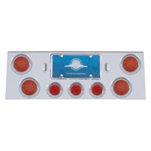 United Pacific® - LED Rear Center Panel with Four 12-LED 4" Reflector Light and Three 13-LED 2.5" Light and Visor