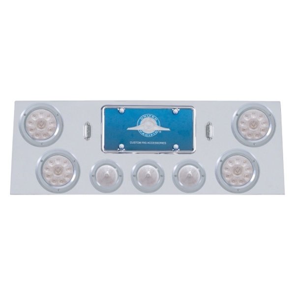 United Pacific® - LED Rear Center Panel with Four 10-LED 4" Light and Three 13-LED 2.5" Beehive Lights and Bezels