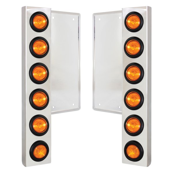 United Pacific® - Front Air Cleaner Chrome/Amber Parking Lights with 12 x 2" Flat Lights