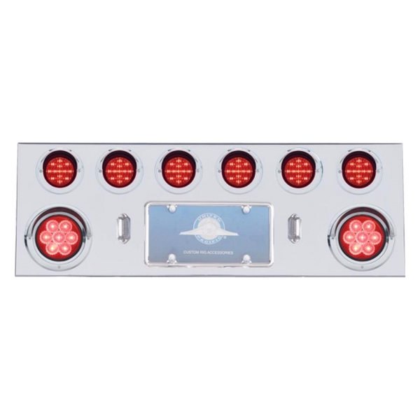 United Pacific® - LED Rear Center Panel with Two 7-LED 4" Reflector Light and Six 13-LED 2.5" Light and Visor