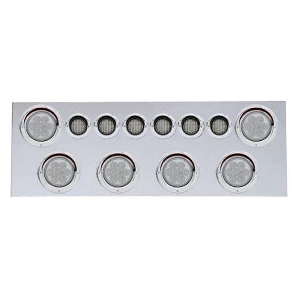 United Pacific® - LED Rear Center Panel with Six 7-LED 4" Reflector Lights and Six 9-LED 2" Lights and Visors