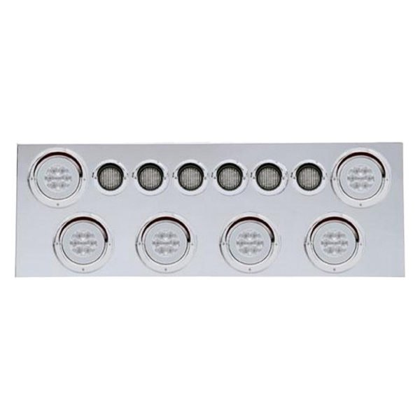 United Pacific® - LED Rear Center Panel with Six 21-LED 4" GloLight and Six 9-LED 2" GloLight and Visor