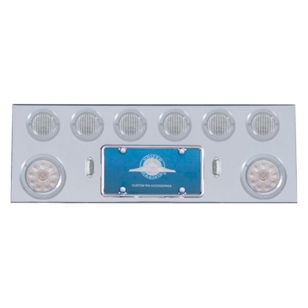 United Pacific® - LED Rear Center Panel with Two 10-LED 4" Lights and Six 13-LED 2.5" Lights and Bezels