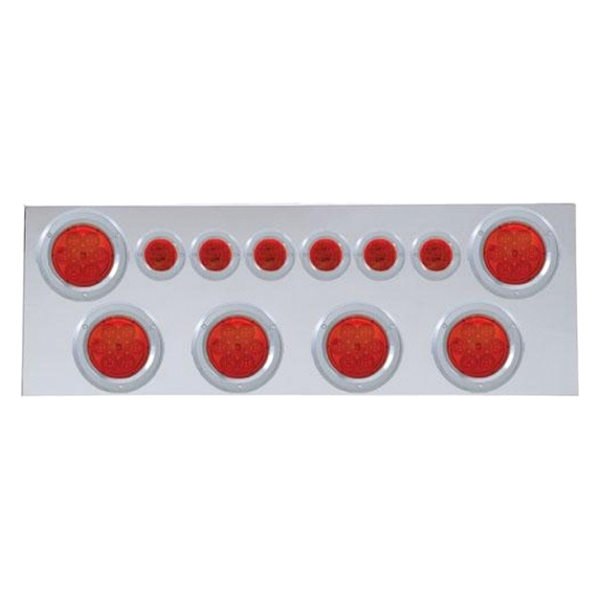 United Pacific® - LED Rear Center Panel with Six 7-LED 4" Reflector Lights and Six 9-LED 2" Lights and Bezels