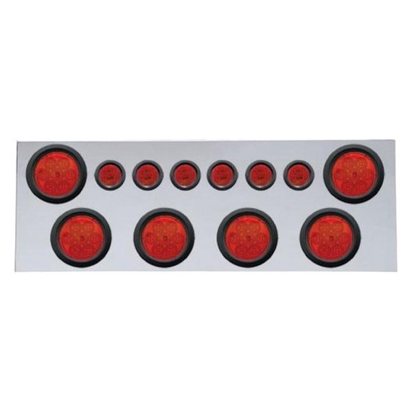 United Pacific® - LED Rear Center Panel with Six 7-LED 4" Reflector Lights and Six 9-LED 2" Lights