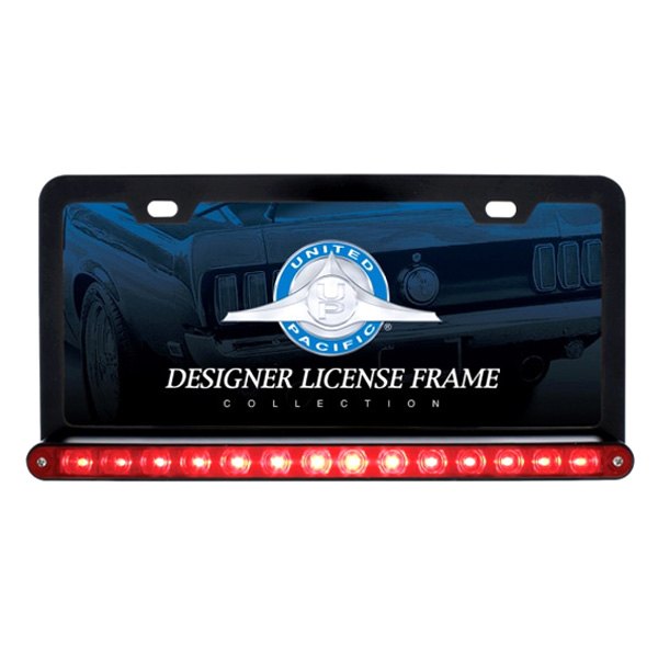 United Pacific® - License Plate Frame with 14 Red LED 12" Light Bar and Red Lens