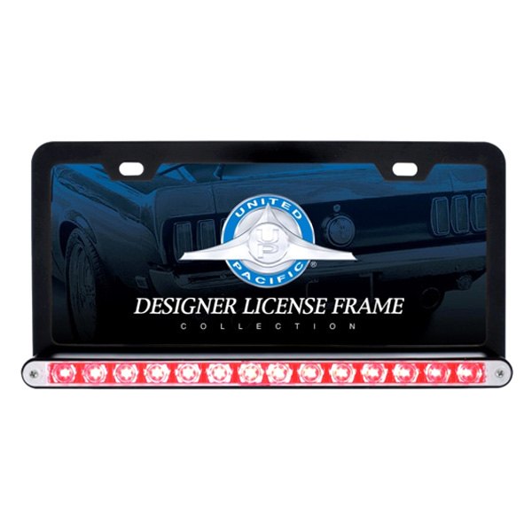 United Pacific® - License Plate Frame with 14 Red LED 12" Light Bar and Clear Lens