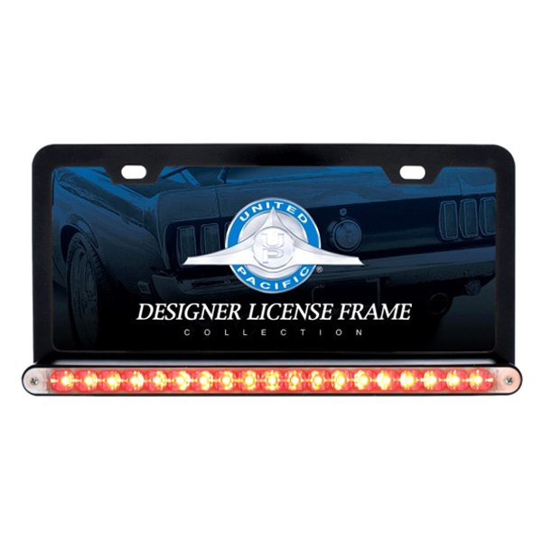 United Pacific® - License Plate Frame with 19 Red LED 12" Reflector Light Bar and Clear Lens