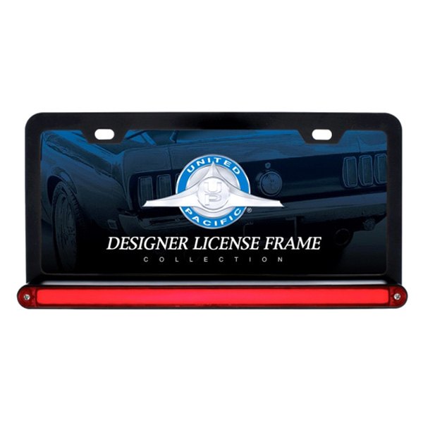 United Pacific® - License Plate Frame with 24 Red LED 12" Glo Light Bar and Red Lens
