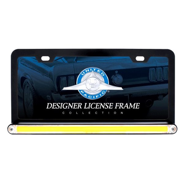 United Pacific® - License Plate Frame with 24 Amber LED 12" Glo Light Bar and Clear Lens