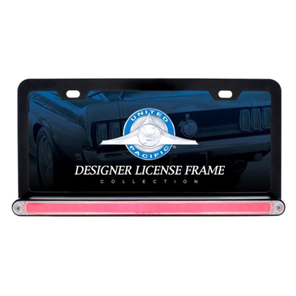 United Pacific® - License Plate Frame with 24 Red LED 12" Glo Light Bar and Clear Lens